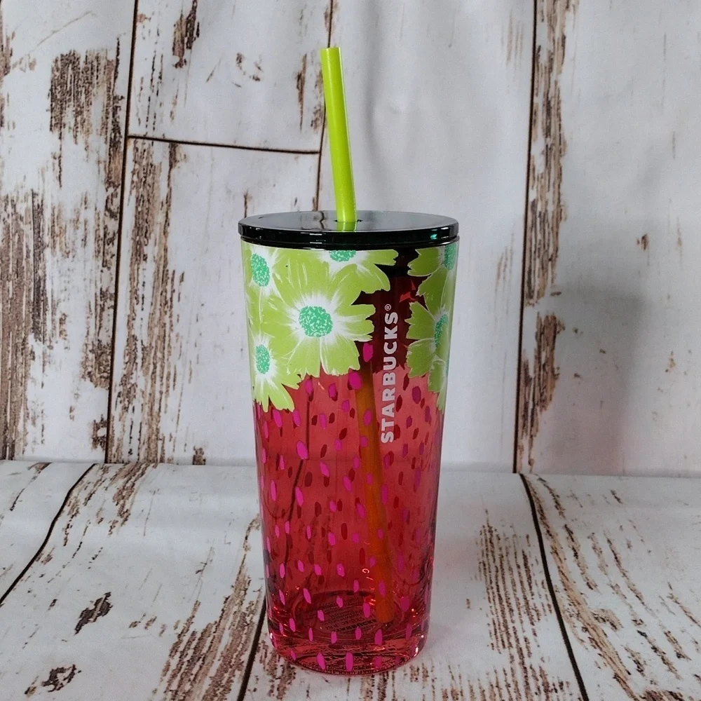 Starbucks Summer 2022‎ Floral Strawberry 18 oz Cold Cup